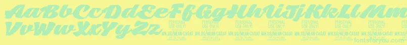 Czcionka MeancasatfatPersonalUse – zielone czcionki na żółtym tle