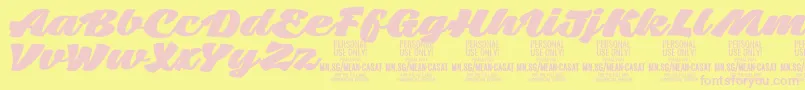 MeancasatfatPersonalUse Font – Pink Fonts on Yellow Background
