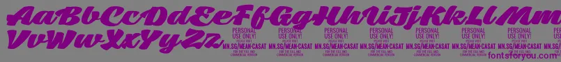 フォントMeancasatfatPersonalUse – 紫色のフォント、灰色の背景