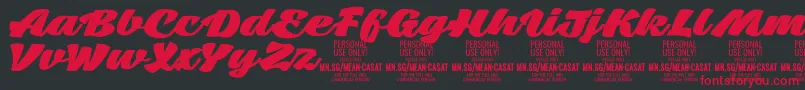 フォントMeancasatfatPersonalUse – 黒い背景に赤い文字