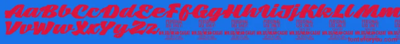 MeancasatfatPersonalUse Font – Red Fonts on Blue Background