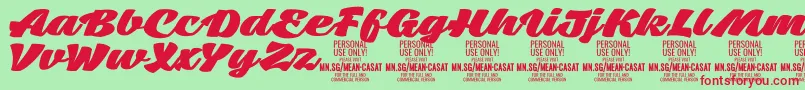 MeancasatfatPersonalUse Font – Red Fonts on Green Background