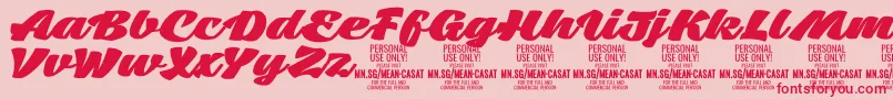 MeancasatfatPersonalUse Font – Red Fonts on Pink Background