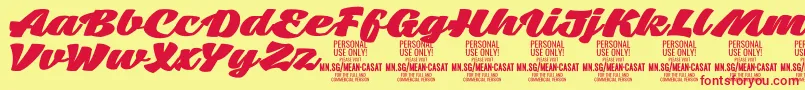 MeancasatfatPersonalUse Font – Red Fonts on Yellow Background