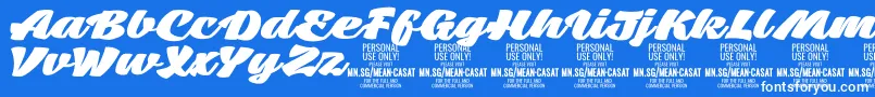 Шрифт MeancasatfatPersonalUse – белые шрифты на синем фоне