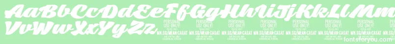 フォントMeancasatfatPersonalUse – 緑の背景に白い文字