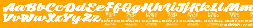 MeancasatfatPersonalUse Font – White Fonts on Orange Background