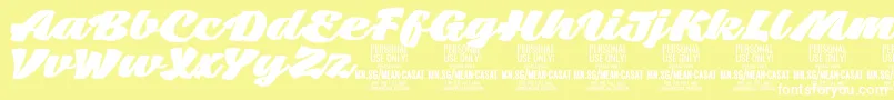 MeancasatfatPersonalUse Font – White Fonts on Yellow Background