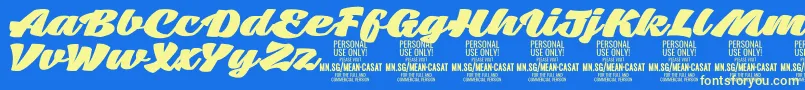 MeancasatfatPersonalUse Font – Yellow Fonts on Blue Background