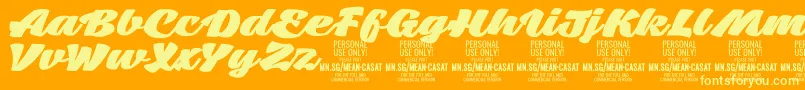 MeancasatfatPersonalUseフォントについての詳細 フォントMeancasatfatPersonalUse – オレンジの背景に黄色の文字