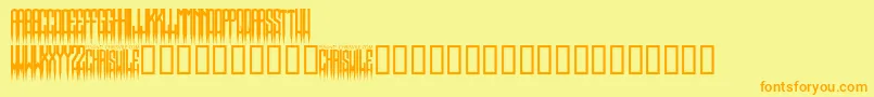 フォントSpikedRegular – オレンジの文字が黄色の背景にあります。
