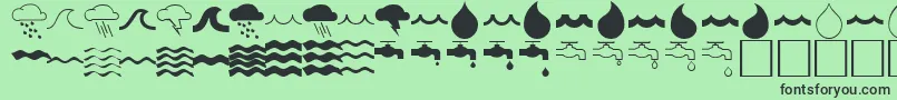 フォントWaterfontRegular – 緑の背景に黒い文字