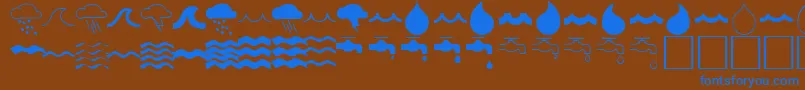 WaterfontRegular Font – Blue Fonts on Brown Background