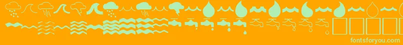 WaterfontRegular Font – Green Fonts on Orange Background