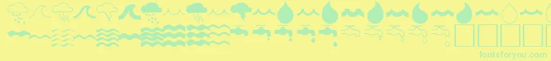 Weitere Informationen zur WaterfontRegular-Schriftart WaterfontRegular-Schriftart – Grüne Schriften auf gelbem Hintergrund