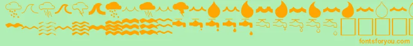 WaterfontRegular Font – Orange Fonts on Green Background