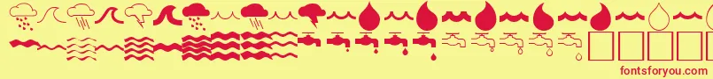 WaterfontRegular-Schriftart – Rote Schriften auf gelbem Hintergrund