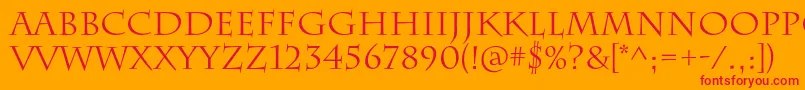 CharlemagnestdRegular-Schriftart – Rote Schriften auf orangefarbenem Hintergrund