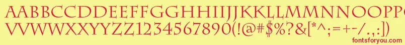 CharlemagnestdRegular-Schriftart – Rote Schriften auf gelbem Hintergrund