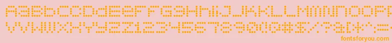 5x5dots-Schriftart – Orangefarbene Schriften auf rosa Hintergrund