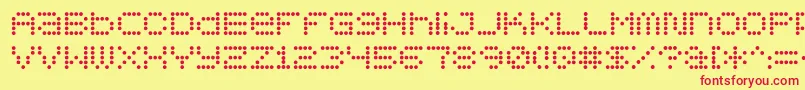 5x5dots Font – Red Fonts on Yellow Background