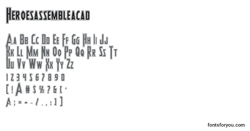 Czcionka Heroesassembleacad – alfabet, cyfry, specjalne znaki