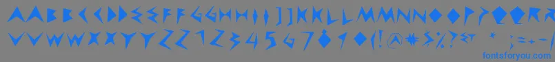 フォントCuneychars – 灰色の背景に青い文字