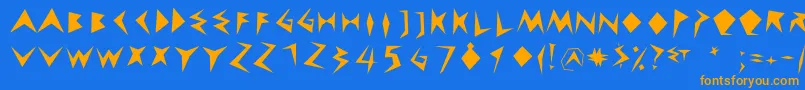 フォントCuneychars – オレンジ色の文字が青い背景にあります。