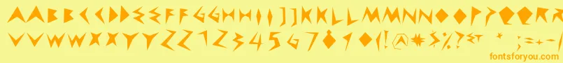 Cuneychars-Schriftart – Orangefarbene Schriften auf gelbem Hintergrund
