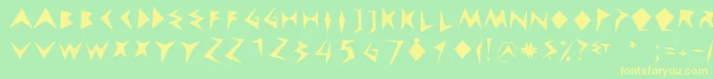 Cuneychars-Schriftart – Gelbe Schriften auf grünem Hintergrund