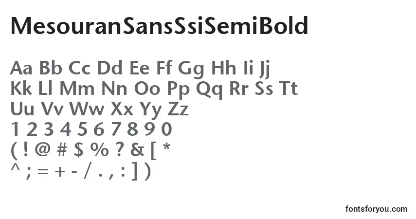 A fonte MesouranSansSsiSemiBold – alfabeto, números, caracteres especiais