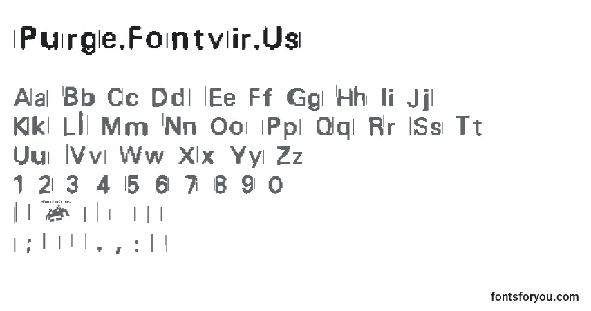 A fonte Purge.Fontvir.Us – alfabeto, números, caracteres especiais