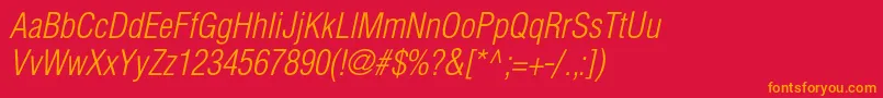 HelioscondlightcItalic Font – Orange Fonts on Red Background