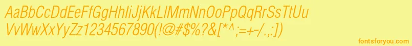 HelioscondlightcItalic Font – Orange Fonts on Yellow Background
