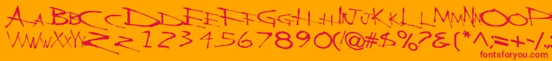 BackBoneRegularTtnorm-Schriftart – Rote Schriften auf orangefarbenem Hintergrund