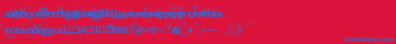 IthornР№t-Schriftart – Blaue Schriften auf rotem Hintergrund