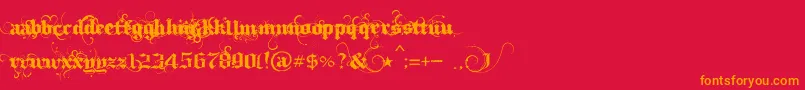 IthornР№t-Schriftart – Orangefarbene Schriften auf rotem Hintergrund