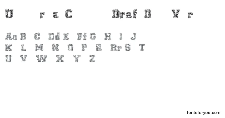 UniversalCollegeDraftDemoVersion-fontti – aakkoset, numerot, erikoismerkit