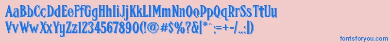 Fhacondfrenchshadednc Font – Blue Fonts on Pink Background