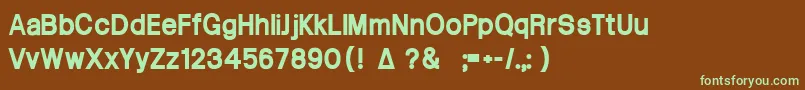 フォントArctik5 – 緑色の文字が茶色の背景にあります。