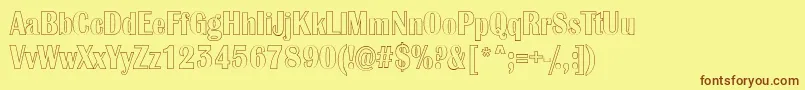 AlbionicnrotlRegular-Schriftart – Braune Schriften auf gelbem Hintergrund