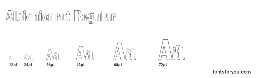 Размеры шрифта AlbionicnrotlRegular