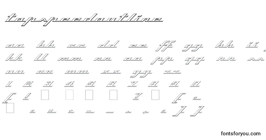 Czcionka TopSpeedOutline – alfabet, cyfry, specjalne znaki