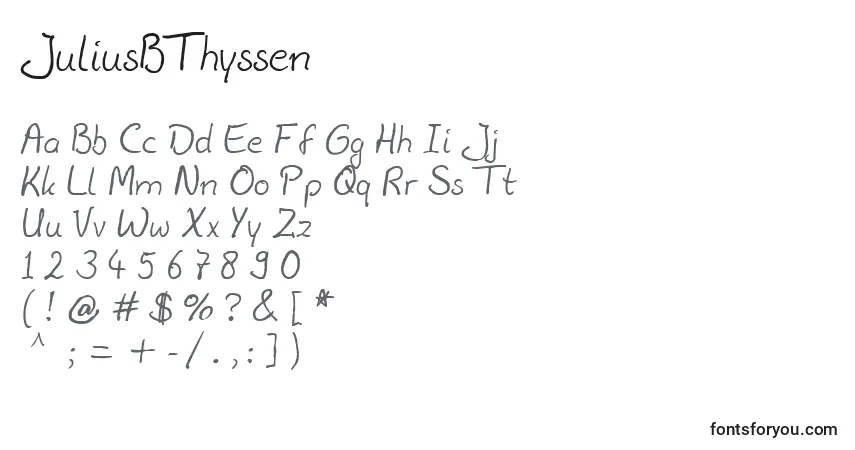Czcionka JuliusBThyssen – alfabet, cyfry, specjalne znaki
