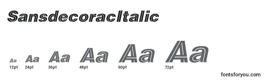 Размеры шрифта SansdecoracItalic