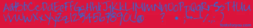 Jayne Print Hand Font – Blue Fonts on Red Background