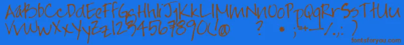 Jayne Print Hand Font – Brown Fonts on Blue Background