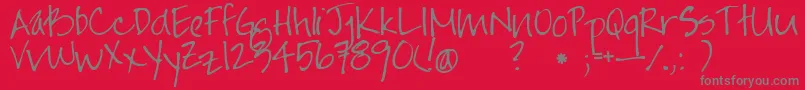 Jayne Print Hand Font – Gray Fonts on Red Background