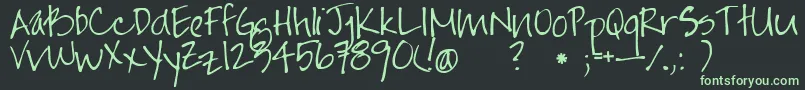 Jayne Print Hand Font – Green Fonts on Black Background