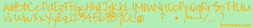 Jayne Print Hand Font – Orange Fonts on Green Background